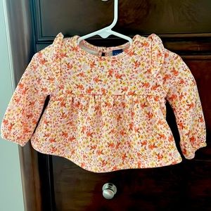Old Navy Floral-Print Long-Sleeve Ruffled Top & Bloomer Shorts Set- 3-6 months